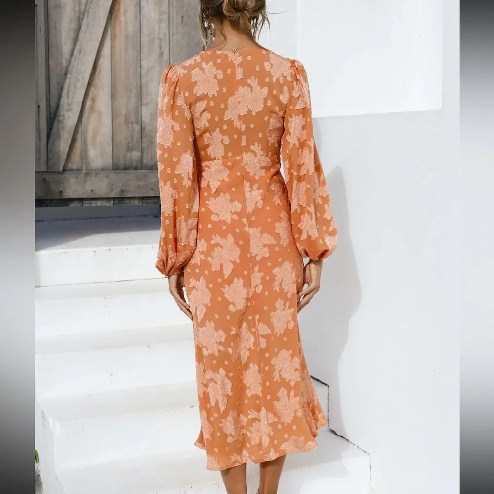 Hello Molly Orange Floral Women's Dress - Picture 5 of 6